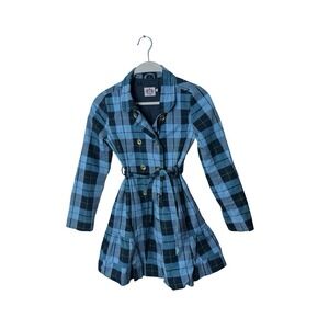 Juicy Couture Girls Regal Scottie Plaid Tie Front Trench Coat Jacket 10